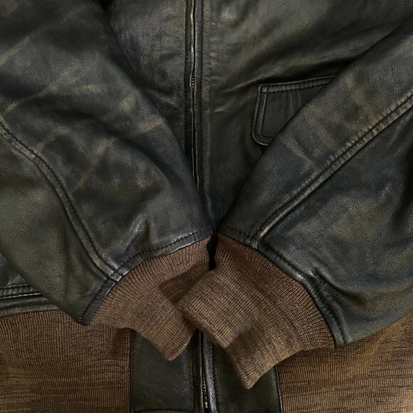 NWT Quince Shearling Collar Leather Flight Jacket Mens L Rich Brown - Picture 10 of 16